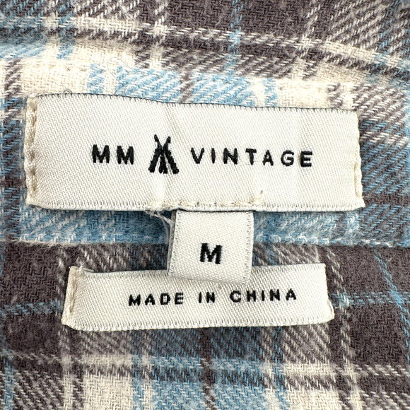 MM Vintage Plaid Floral Embroidered Flannel Button Up Long Sleeve Shirt Medium - Picture 4 of 7